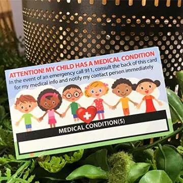 TLC Safety By Design My Child Has a Medical Condition Set of 2 Medical Alert In Case of Emergency Identification Cards with Sealable Pouches and Luggage Loops (Qty. 2 w/Sealable Pouches)