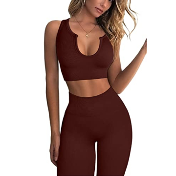 Stylish QINSEN Ribbed Seamless 2 Piece Workout Set
