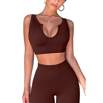 Stylish QINSEN Ribbed Seamless 2 Piece Workout Set