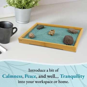Desktop Tranquility Large Japanese Zen Garden Kit for Home or Office Desk | Office Decor Zen Garden ...