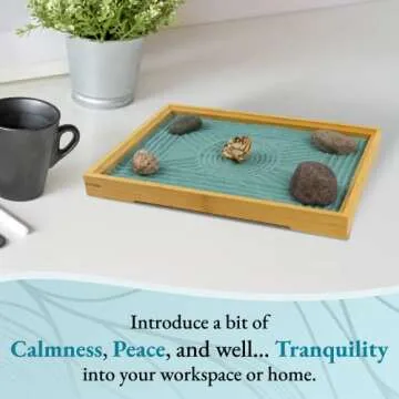 Desktop Tranquility Large Japanese Zen Garden Kit for Home or Office Desk | Office Decor Zen Garden ...