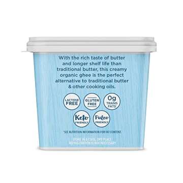 USDA Certified Organic Grass Fed Ghee with Himalayan Salt, 12oz, Carrington Farms