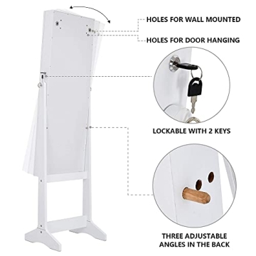 LVSOMT LED Jewelry Organizer with Full-Length Mirror