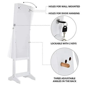 LVSOMT LED Jewelry Organizer with Full-Length Mirror