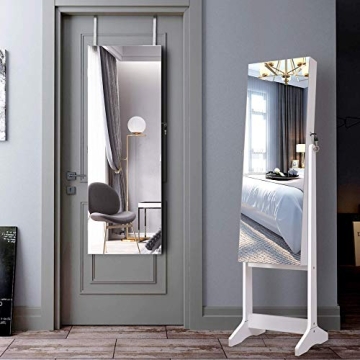 LVSOMT LED Jewelry Organizer with Full-Length Mirror