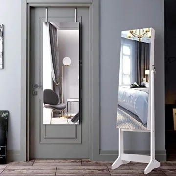 LVSOMT LED Jewelry Organizer with Full-Length Mirror