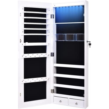 LVSOMT LED Jewelry Organizer with Full-Length Mirror