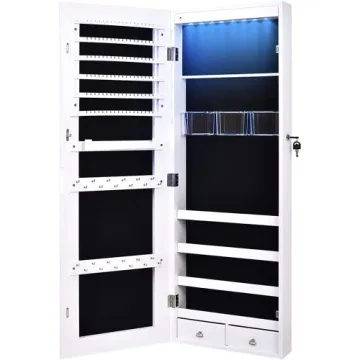 LVSOMT LED Jewelry Organizer with Full-Length Mirror