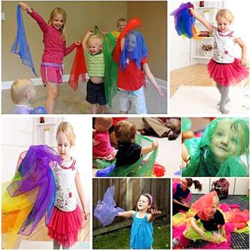 AIVIAI Juggling Scarves for Kids Play 24 Pcs Dance Music Scarfs Colorful Silk Actives Scarves Rhythm...