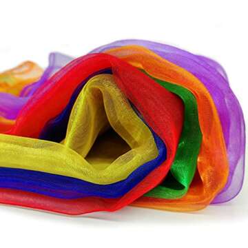 AIVIAI Juggling Scarves for Kids Play 24 Pcs Dance Music Scarfs Colorful Silk Actives Scarves Rhythm Band Scarves for Toddlers Children Movement(6 Colors)