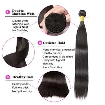 Straight Human Hair Bundles 1Bundle 24 Inch Single Bundle Brazilian Virgin Straight Hair Single Bundle Straight Bundles Weave Hair Human Bundles For Black Woman