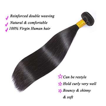 Straight Human Hair Bundles 1Bundle 24 Inch Single Bundle Brazilian Virgin Straight Hair Single Bundle Straight Bundles Weave Hair Human Bundles For Black Woman