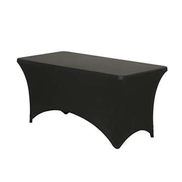 6 Foot Black Spandex Fitted Tablecloth for Events