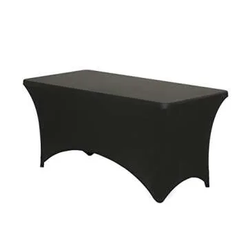 6 Foot Black Spandex Fitted Tablecloth for Events