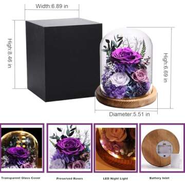 lovenfold Flowers for Delivery Preserved Rose Gifts for Women,Long-Lasting Real Flowers in Glass Dom...
