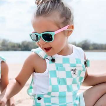 COASION Kids Polarized Sunglasses TPEE Rubber Flexible Shades for Girls Boys Age 3-9 (Mintgreen Frame/Grey Lens)