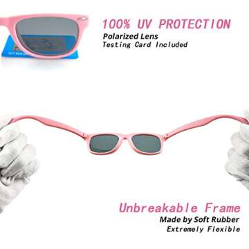 COASION Kids Polarized Sunglasses TPEE Rubber Flexible Shades for Girls Boys Age 3-9 (Mintgreen Frame/Grey Lens)