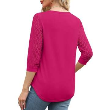 Womens V Neck Lace Sleeve Tops for Stylish Looks