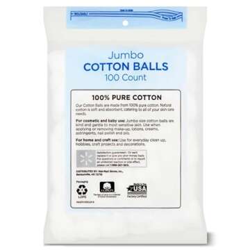 Equate Beauty Jumbo Cotton Balls, 100 Count