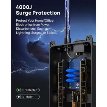 TROND Power Strip Surge Protector 10ft Cord 4000 Joules