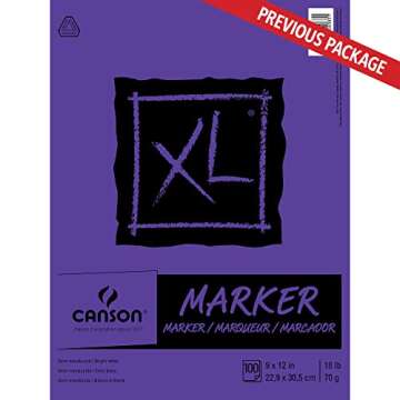 Canson XL Series Marker Paper, Foldover Pad, 9x12 inches, 100 Sheets (18lb/70g) - Artist Paper for Adults and Students
