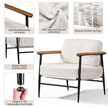 Yaheetech Accent Chair Modern Boucle Fabric Lounge Chair