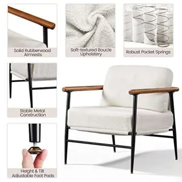 Yaheetech Accent Chair Modern Boucle Fabric Lounge Chair