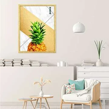 30x40 Picture Frame, Gold Poster Frame, Bamboo Design Natural Gallery Frame, Horizontal or Vertical Format, Sturdy Frame and Plexiglass, Large Photo Frame Wall Art, for Photos, Artworks, Posters
