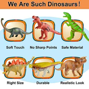 Tepsmigo Soft Dinosaur Toys for Kids 3-5 - 6Pack Jumbo Realistic Figures