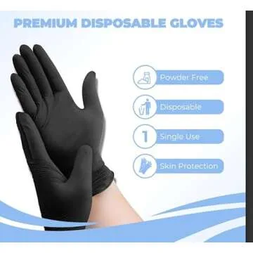 Exam Grade 4 Mil Nitrile Gloves - 1000 Count Black Disposable