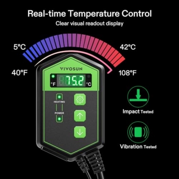 VIVOSUN Digital Heat Mat Thermostat Controller, 40–108 ºF 1000W for Reptiles, Seedlings, Germination, Incubation and Fermentation