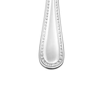 Amazon Basics Silverware Set, Stainless Steel Flatware, 20-Piece Forks and Spoons, Service for 4, Pearled Edge