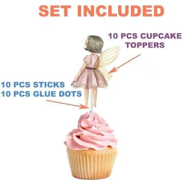 Celebrate with Magic: 10 Pcs Fairy Pastel Cupcake Toppers - Transform Your Treats!