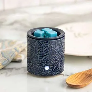 Blue Leaf Electric Candle Warmer with Timer for Wax Melts