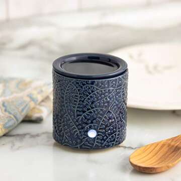 Blue Leaf Electric Candle Warmer with Timer for Wax Melts