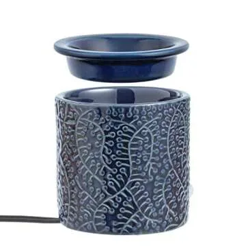 Blue Leaf Electric Candle Warmer with Timer for Wax Melts
