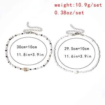 DOUBNINE White Black Beaded Ocean Shell Choker Set Seed Necklace Women Dainty Fashion