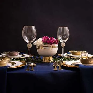 Trinkware Set of 2 Wine Glasses - Rhinestone DIAMOND Studded With Silver Rim - Long Stem, 16oz, 10-inches Tall – Elegant Glassware And Stemware