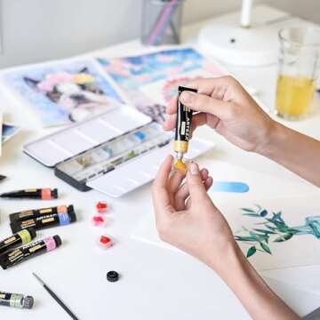 ARTEZA Empty Watercolor Palette Tin, 24 Half Pans, Customizable Portable Empty Half Pans for Watercolor Paints