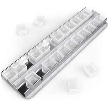 ARTEZA Empty Watercolor Palette Tin, 24 Half Pans, Customizable Portable Empty Half Pans for Watercolor Paints