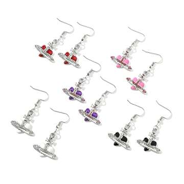 WDLYAN Punk Heart Y2K Saturn Necklace - 5 Colors Available Fashion Baroque Rhinestone Love Heart Sat...