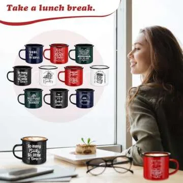 Zhehao Enamel Mugs for Book Lovers - 10 Pcs Gift Set