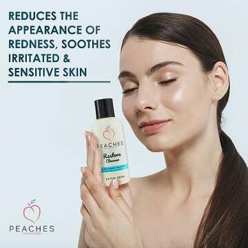 Peaches Skin Care Face Cleanser (5.5 oz) - Post-Workout Face Wash - Vegan Facial Cleanser - Enriched with Gotu Kola, Lemongrass and Eucalyptus -Restore Cleanser
