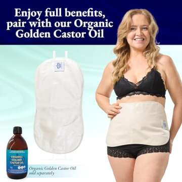 QUEEN OF THE THRONES Castor Oil Pack for Pelvic - Heatless, Less-Mess, Reusable - Organic Cotton Flannel, Comfort Fit, Soft Straps & Naturopathic Doctor Designed (Castor Oil Sold Separately)