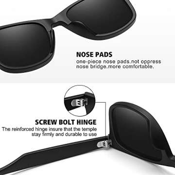 MEETSUN Polarized Sunglasses for Men Women Classic Retro Sun Glasses for Driving Fishing UV Protection 2 Pack C3 Matte Black Frame/Grey Lens