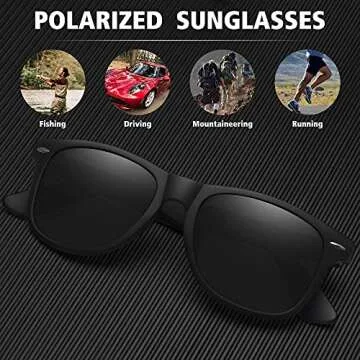MEETSUN Polarized Sunglasses for Men Women Classic Retro Sun Glasses for Driving Fishing UV Protection 2 Pack C3 Matte Black Frame/Grey Lens