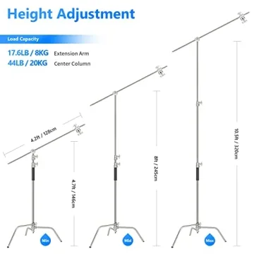 Stainless Steel Heavy Duty C Stand with Boom Arm for Photography