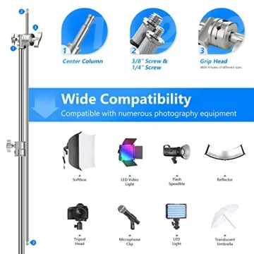 Stainless Steel Heavy Duty C Stand with Boom Arm for Photography