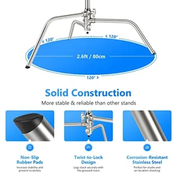 Stainless Steel Heavy Duty C Stand with Boom Arm for Photography