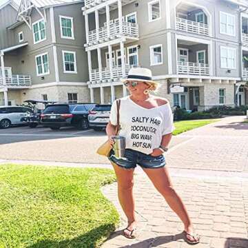 Oryer Womens Letters Print Baggy Swimwear Bikini Cover up Beach Dress T-Shirt, A-white, One Size